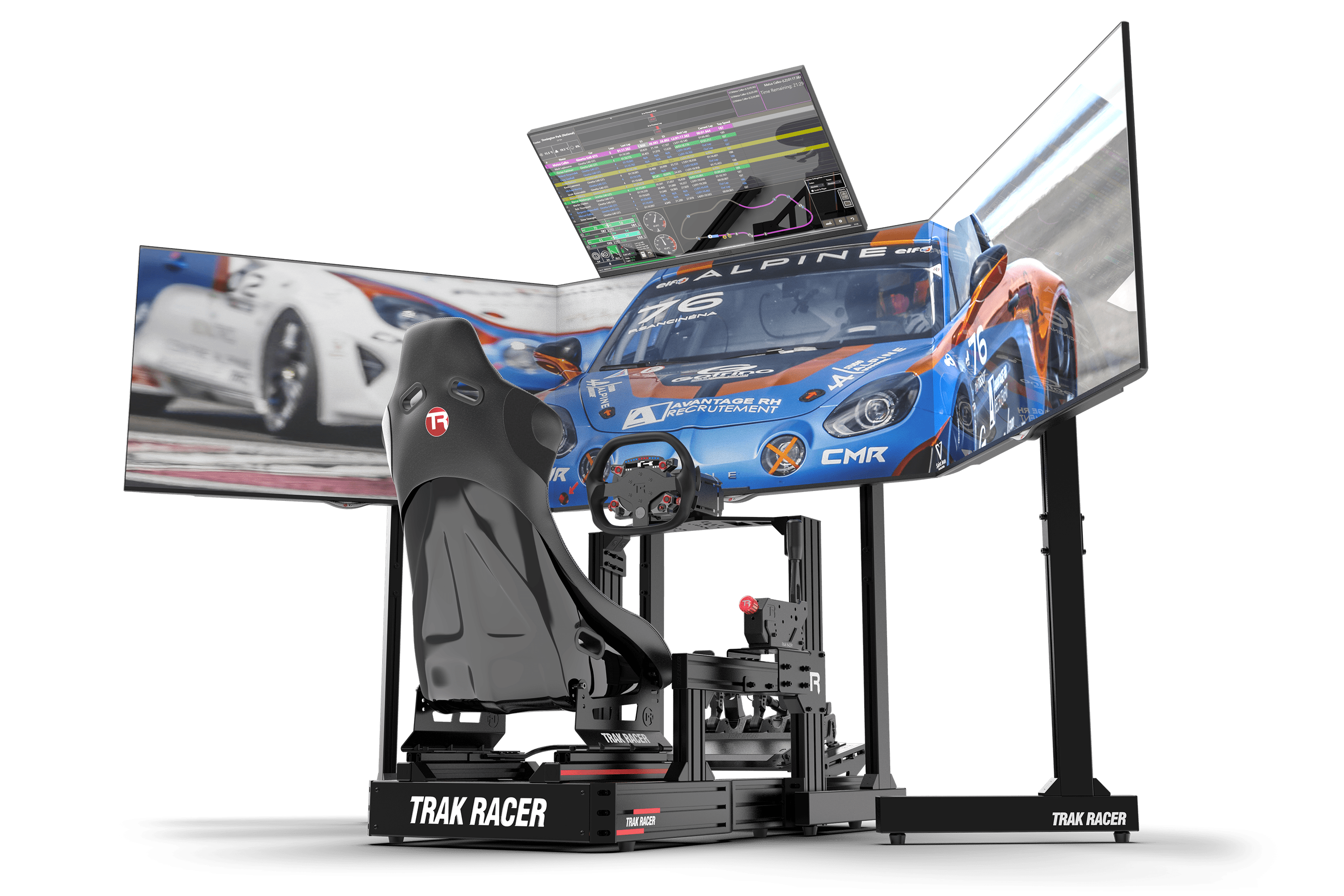 trak-racer-freistehender-quad-monitorst-nder-f-r-3x-55-45-overhead-mit-st-tzbein image 1